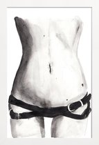 JUNIQE - Poster met houten lijst Tuesday with Kate -13x18 /Wit & Zwart