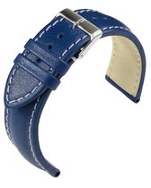 Bracelet montre EULIT - cuir - 22 mm - bleu - boucle métal
