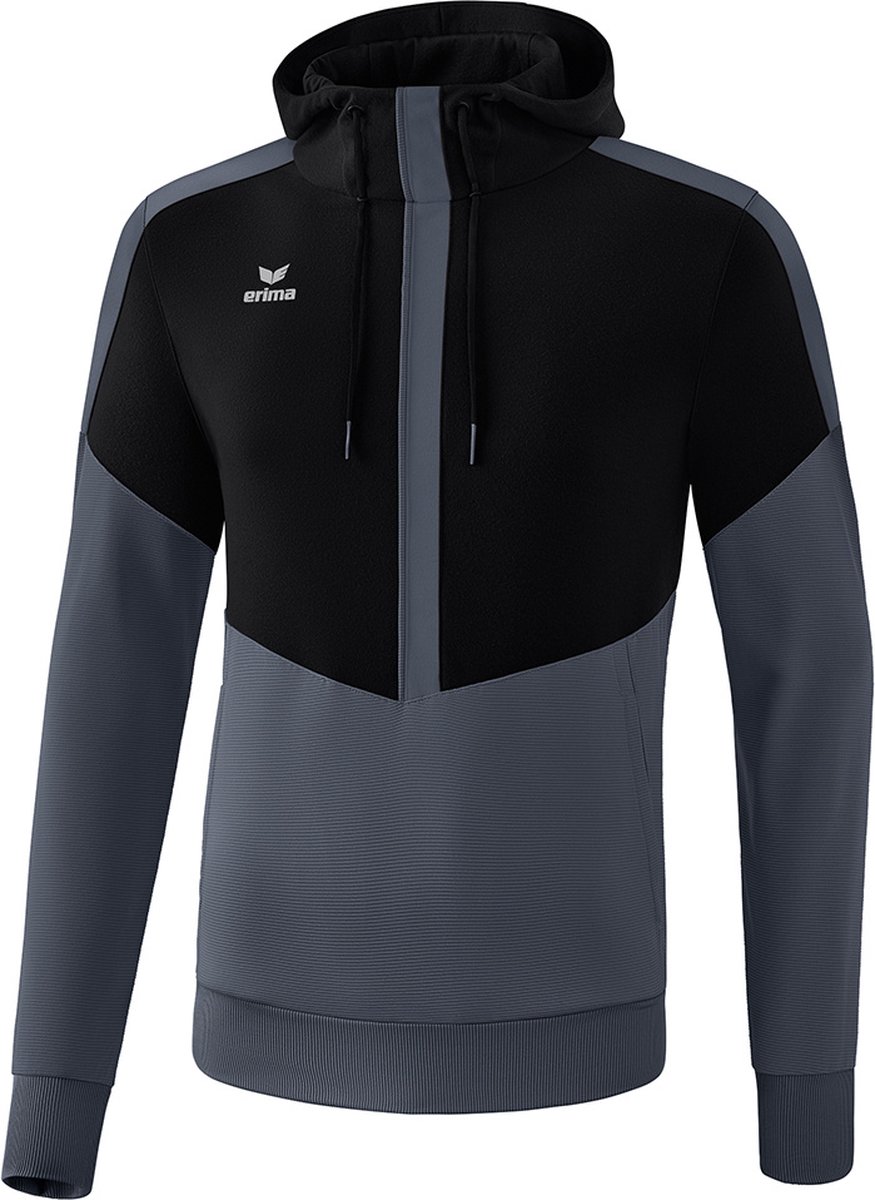 Erima Squad Sweatshirt Met Capuchon Heren - Zwart / Slate Grey | Maat: XXL