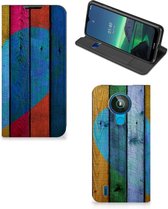 Smartphone Hoesje Nokia 1.4 Mobiel Bookcase Wood Heart