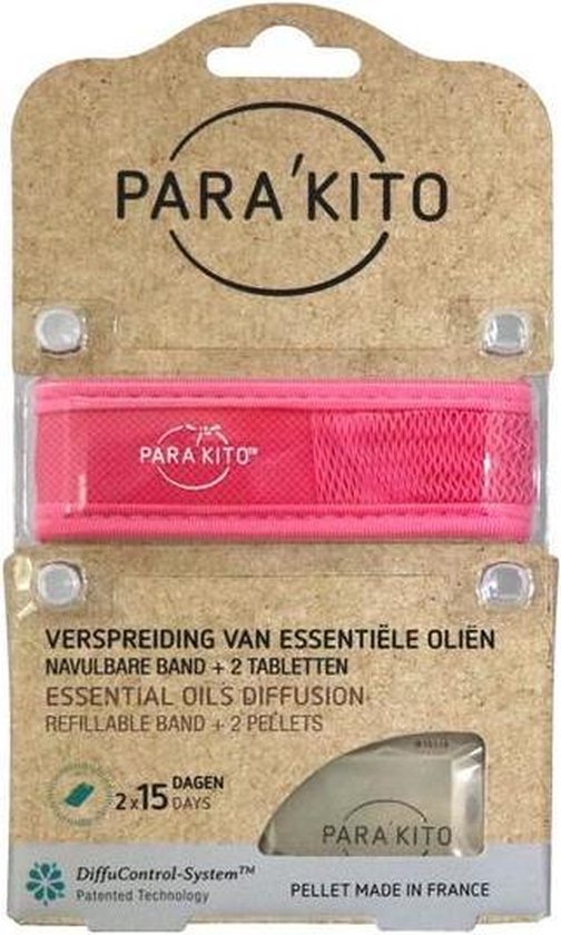 Para’Kito anti-muggen armband – navulbaar – fuchsia – met 2 tabletten