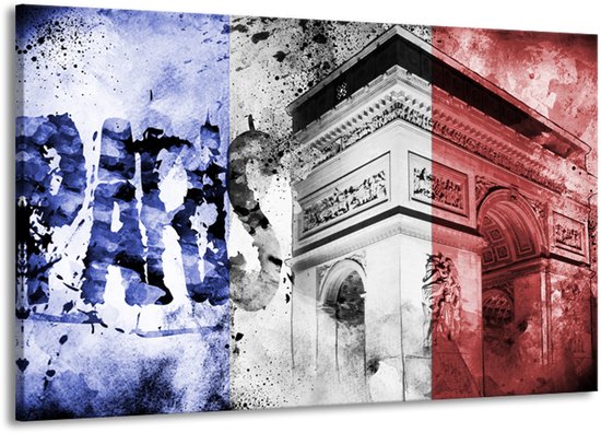 Peinture | Peinture sur toile Paris, Villes | Bleu, rouge, noir | 140x90cm 1 Liège | Tirage photo sur toile