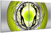 GroepArt - Glasschilderij - Modern - Groen, Grijs, Zwart - 160x80cm 4Luik - Foto Op Glas - Geen Acrylglas Schilderij - 6000+ Glasschilderijen Collectie - Wanddecoratie