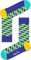 Happy Socks Filled Optic Sokken, Paars/Geel - Maat 36-40