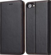 Fierre Shann PU lederen textuur horizontale flip lederen tas met houder & kaartsleuven & portemonnee voor iPhone 8/7 / SE 2020 (zwart)