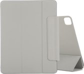 Voor iPad Pro 12,9 inch (2020) Horizontale flip Ultradunne dubbelzijdige clip Actieve gesp Magnetische PU-lederen tas met drie-vouwbare houder & slaap- / wekfunctie (grijs)