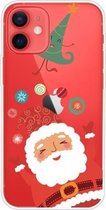 Trendy Cute Christmas Patterned Case Clear TPU Cover Phone Cases Voor iPhone 12 mini (Ball Santa Claus)