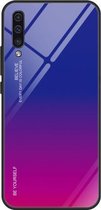 Voor Galaxy A50 Gradient Color Glass Case (rood blauw)