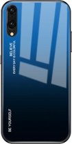 Voor Huawei P20 Gradient Color Glass Case (blauw)