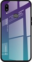 Voor Galaxy A10s Gradient Color Glass Case (paars)