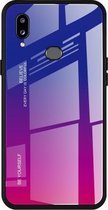 Voor Galaxy A10s Gradient Color Glass Case (Rood Blauw)