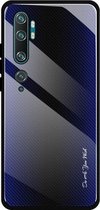 Voor Xiaomi CC9 Pro Texture Gradient Glass-beschermhoes (donkerblauw)