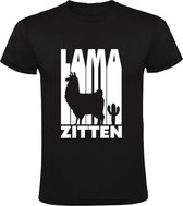 Lama Zitten Heren t-shirt | laat maar zitten | schijt aan | boeiend | Zwart