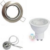 Kit Spot LED GU10 8W Rond Pivot Inox - Lumière Blanc Chaud