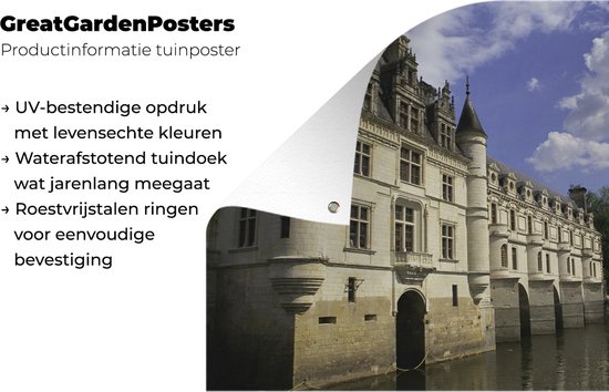 Nuages au-dessus du Kasteel de Chenonceau Poster Jardin 60x40 cm - petit - Toile de jardin / Toile d'extérieur / Peintures d'extérieur (décoration de jardin)