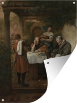Tuinschilderij De Emmaüsgangers - Jan Steen - 60x80 cm - Tuinposter - Tuindoek - Buitenposter