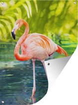 Tuin decoratie Flamingo in de natuur van Florida - 30x40 cm - Tuindoek - Buitenposter
