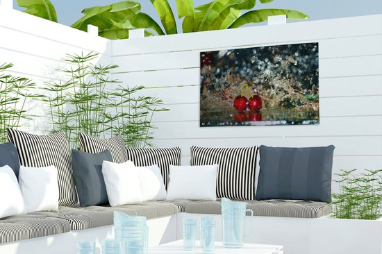Water éclabousse à travers la chute des cerises affiche de jardin toile en vrac 60x40 cm - petit - toile de jardin / toile d'extérieur / Peintures pour l'extérieur (décoration de jardin)