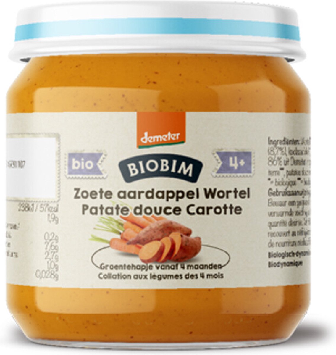 Biobim Groentehapje 4+ mnd Zoete Aardappel & Wortel 125 gr - 6x 125 gr - Voordeelverpakking