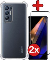 Oppo Find X3 Neo Hoesje Transparant Siliconen Shockproof Case Met 2x Screenprotector - Oppo Find X3 Neo Hoes Silicone Shock Proof Cover Met 2x Screenprotector - Transparant