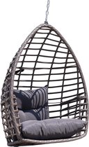 Egg Eistoel Hangend Bruin Polyrotan / Wicker PIATTO  - Hangstoel voor Buiten met Standaard