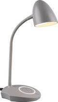 LED Tafellamp - Tafelverlichting - Nitron Lida - 4W - Warm Wit 3000K - Rond - Mat Grijs - Kunststof