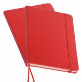 Pakket van 4x stuks schoolschriften/notitieboeken A5 gelinieerd harde kaft - rood - Met sluitband en bladwijzer