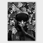 Poster Flower Pilot Black - Dibond - Meerdere Afmetingen & Prijzen | Wanddecoratie - Interieur - Art - Wonen - Schilderij - Kunst