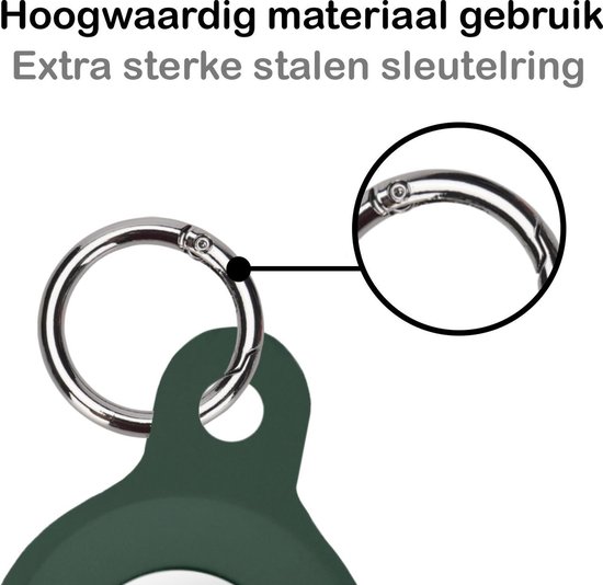 AirTag Porte-clés Etui AirTag Pendentif En Siliconen - Etui Porte-clés Pendentif AirTag - Vert Foncé - PACK DE 2