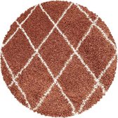 Rond berber vloerkleed - Agadir Lines Terra Creme Ø 120cm