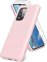 Hoesje Geschikt Voor Samsung Galaxy A72 hoesje - A72 5G / 4G hoesje Silicone Licht Rose - Galaxy A72 Liquid Silicone Soft Nano cover - 2pack Screenprotector Galaxy A72