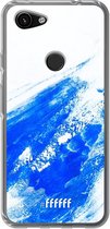 6F hoesje - geschikt voor Google Pixel 3a -  Transparant TPU Case - Blue Brush Stroke #ffffff