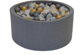 Ballenbak Donker grijs 90x40 met 250 ballen Transparant, Grijs, Goud