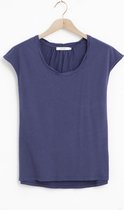 Sissy-Boy - Blauw basic t-shirt met gedraaide halslijn
