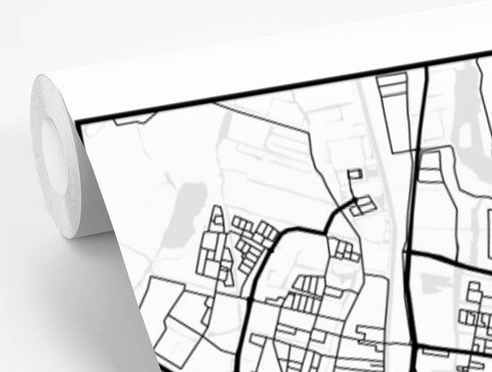 Papier peint - Papier peint photo peint Carte - Zaanstad - Zwart - Wit - Largeur 170 cm x hauteur 260 cm