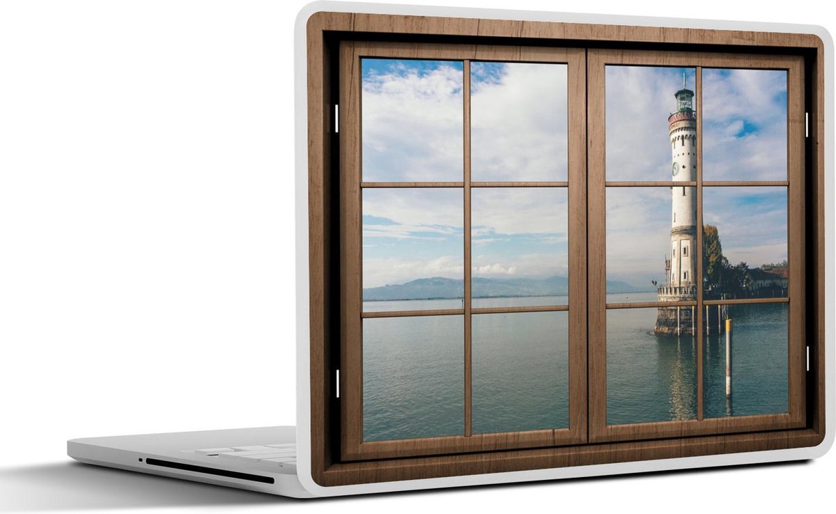 Laptop sticker - 13.3 inch - Doorkijk - Vuurtoren - Zee - 31x22,5cm - Laptopstickers - Laptop skin - Cover