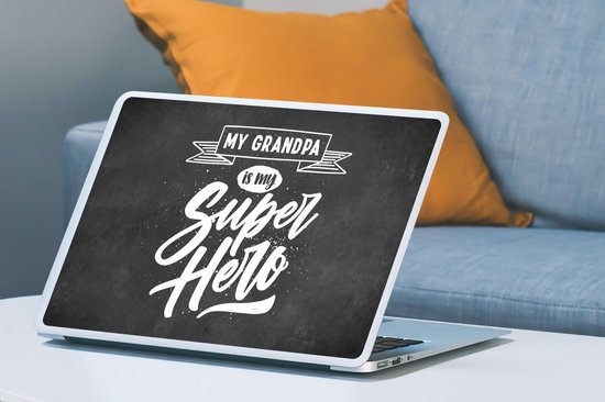 Sticker pour ordinateur portable - 17,3 pouces - Proverbes - Mon grand-père est mon super-héros - Grand-père - Citations