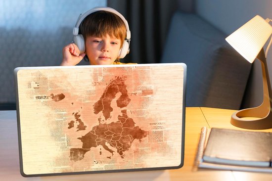 Sticker ordinateur portable - 17,3 pouces - Kaart Europa - Journal - Oranje