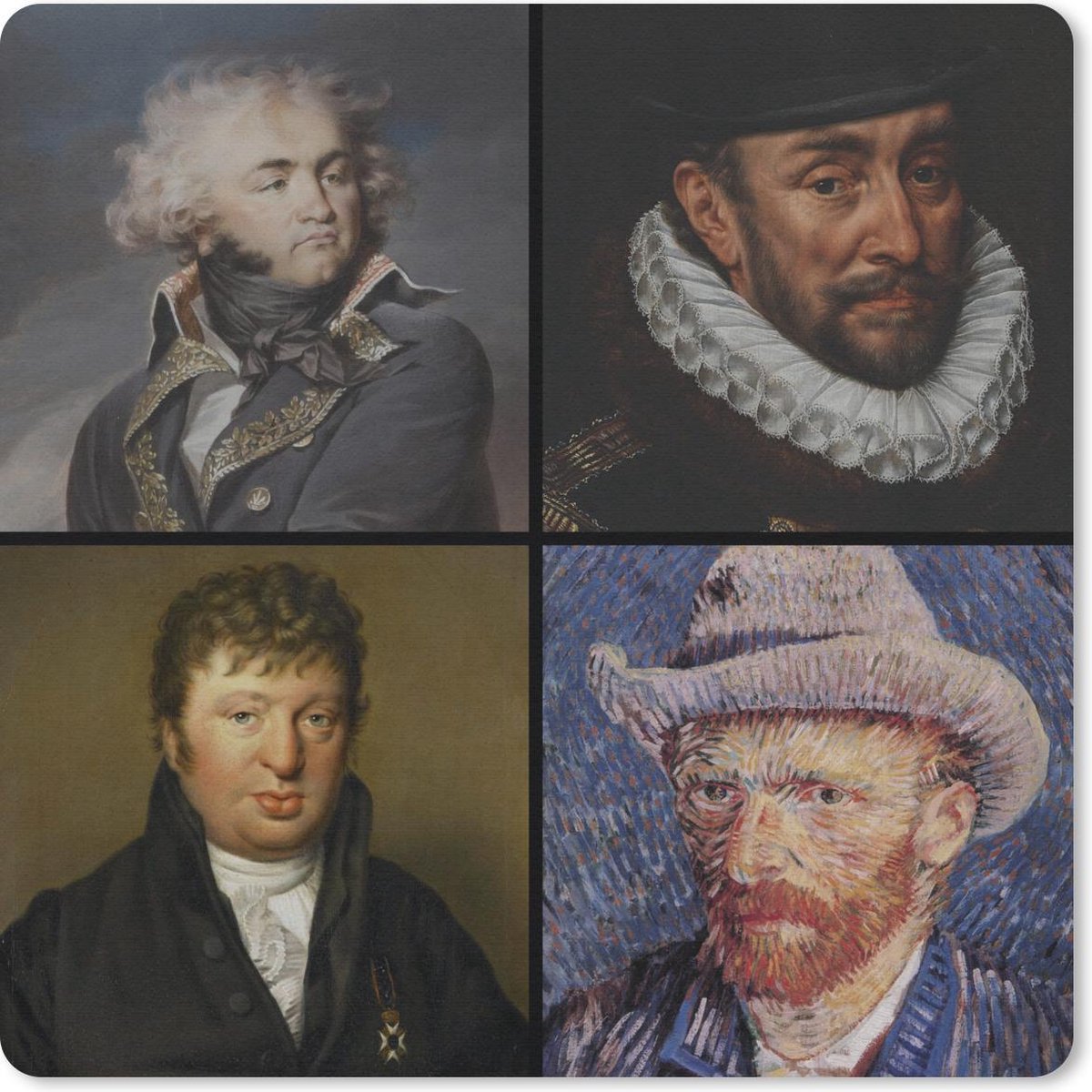 Muismat 30x30 cm - Mousepad Collage - Oude meesters - Schilderij - Muismatten