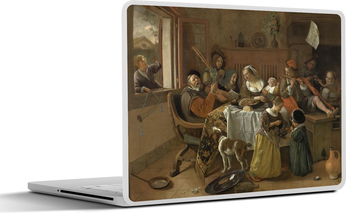 Laptop sticker - 10.1 inch - Het vrolijke huisgezin - Jan Steen - 25x18cm - Laptopstickers - Laptop skin - Cover