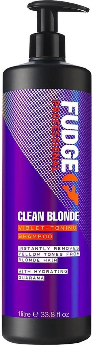 Fudge Clean Blonde zilvershampoo met pomp - 1000 ml - Fudge