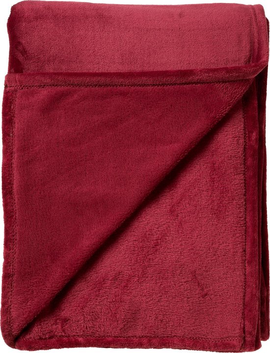 Dutch Decor - CHARLIE - Plaid 200x220 cm - extra grote fleece deken - effen kleur - Merlot - rood bordeaux