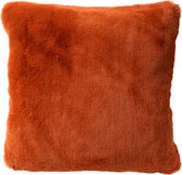 Dutch Decor ZAYA - Sierkussen 45x45 cm - bontlook - effen kleur - Potters Clay - oranje - Inclusief binnenkussen - Luxe kussens voor woonkamer & bank