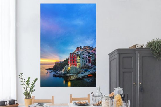 Twilight in Cinque Terre Poster 120x180 cm - Tirage photo sur Poster (décoration murale salon / chambre) XXL / Groot format!