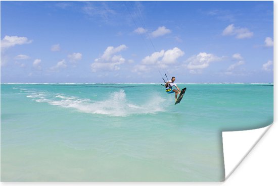 Poster - Kitesurfende man op helder water