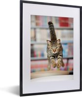 Cadre photo avec affiche - Chat - Saut - Chaise - 30x40 cm - Cadre pour affiche