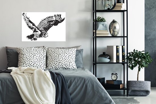Illustration d'un poster hibou volant 90x60 cm - Tirage photo sur Poster (décoration murale salon / chambre) / Poster Vogels