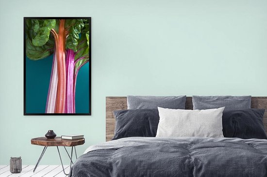 Cadre photo avec affiche - Rhubarbe colorée sur fond bleu - 80x120 cm - Cadre pour affiche