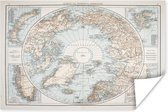 Oude kaart van het noordpoolgebied poster papier 160x120 cm - Foto print op Poster (wanddecoratie woonkamer / slaapkamer) XXL / Groot formaat!