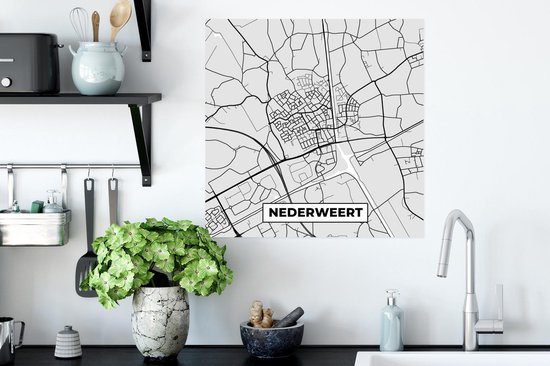 Affiche Plan de la ville - Nederweert - Grijs - Wit - 50x50 cm